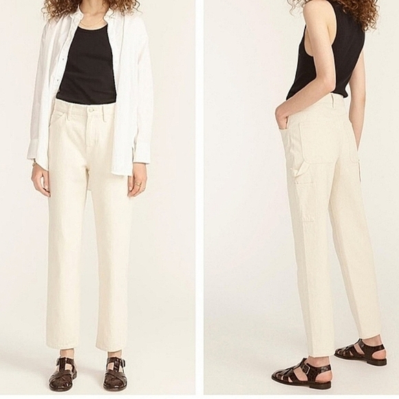J. Crew 90's Classic Straight High-Rise Cropped Painter Pants In Natural - Picture 1 of 7